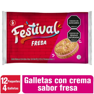 GALLETA FESTIVAL FRESA 12 UNIDADES 403G €7,95