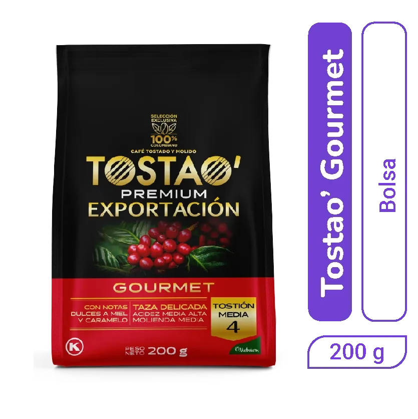 Tostao Cafe Molido Premium Exportacion Gourmet x 200 gr  Precio regular €15,95